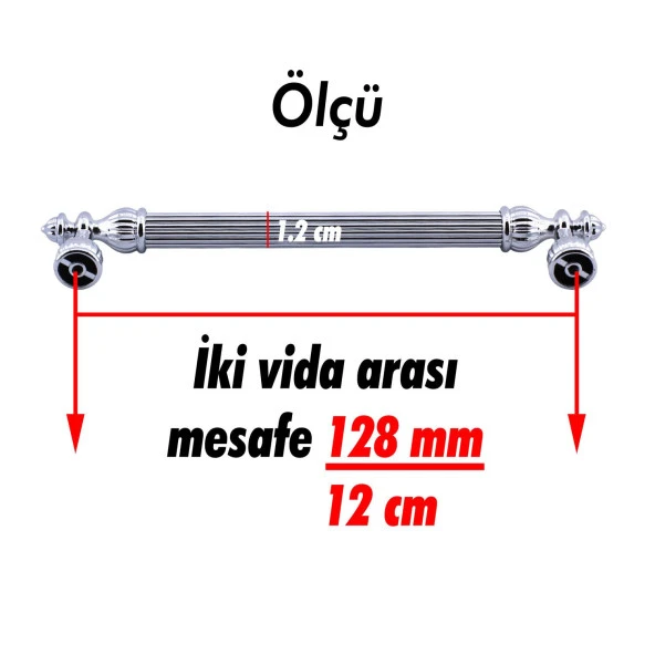 Mobilya Kulp Mutfak Dolabı Çekmece Dolap Kulpları Kapak Kulpu Kulbu Krom Renk 128 mm Metal - Resim 5