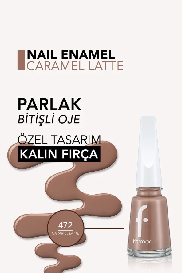 Parlak Oje (TEN RENGİ) - Nail Enamel - 472 Caramel Latte - 8682536036221 - Resim 5