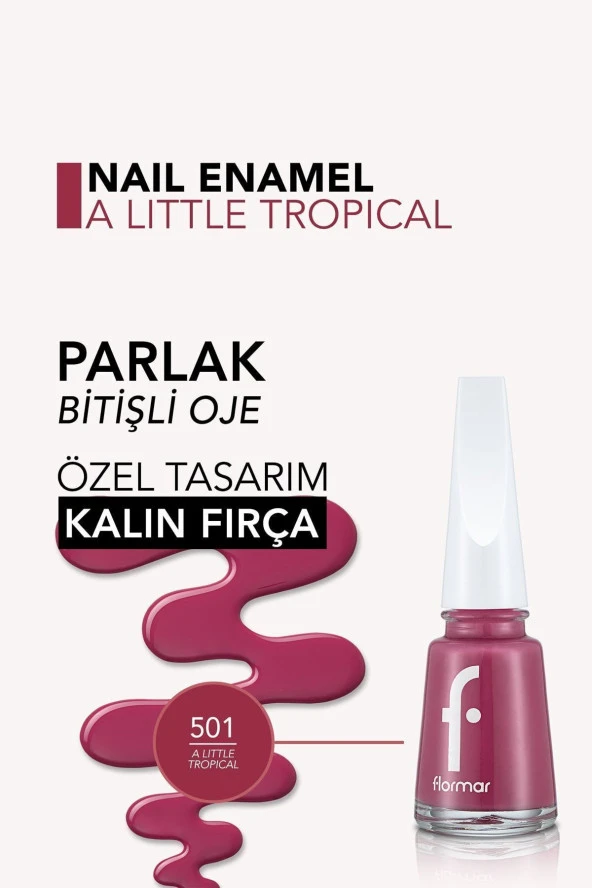Parlak Oje (PEMBE) - Nail Enamel - 501 A Little Tropical - 8682536036337 - Resim 5