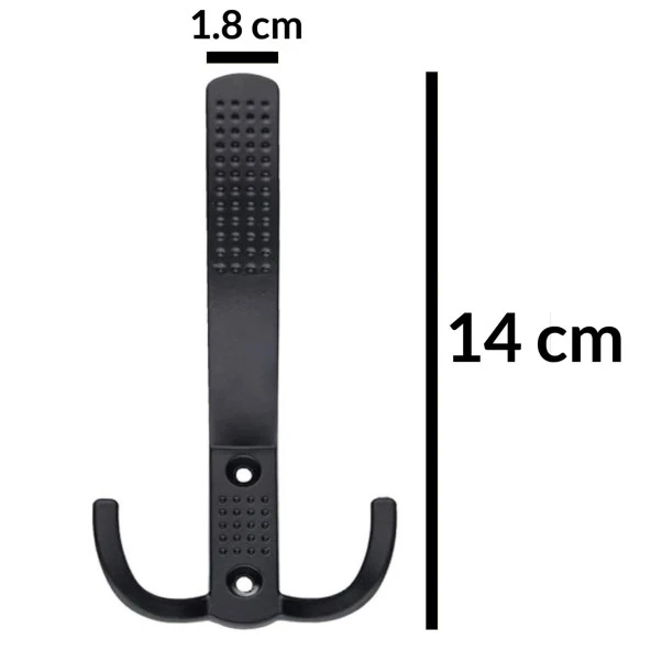 5 Adet Noktalı Portmanto Askı Vestiyer Duvar Dolap Elbise Askısı Siyah Metal Mobilya Kapı Askılığı Askılık - 3