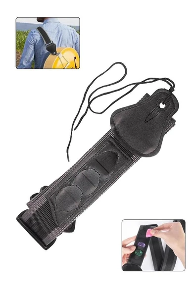 Midex ASP-28 Gitar Omuz Askısı Pena Cepli Siyah Gri Renk Uzunluk 87-140 cm - Resim 3