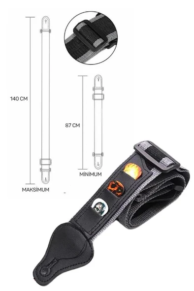 Midex ASP-28-P Pena Cepli Gitar Omuz Askısı Paketi Uzunluk 87-140 cm (Pena Dahil) - Resim 4