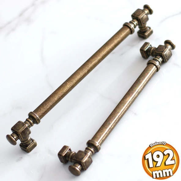 Talas Eskitme Antik Sarı Düz Metal 192 mm 19.2 cm Mobilya Mutfak Çekmece Dolap Kulpu Kulbu Kulpları