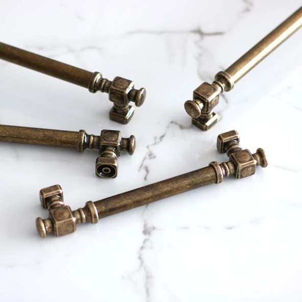 Talas Eskitme Antik Sarı Düz Metal 192 mm 19.2 cm Mobilya Mutfak Çekmece Dolap Kulpu Kulbu Kulpları - Resim 4