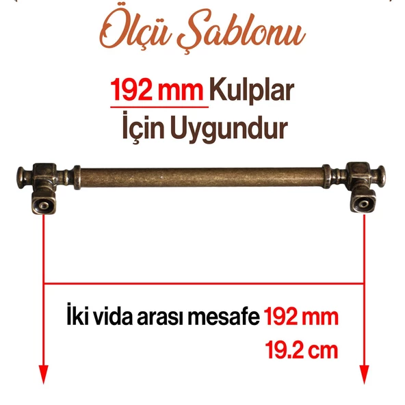 Talas Eskitme Antik Sarı Düz Metal 192 mm 19.2 cm Mobilya Mutfak Çekmece Dolap Kulpu Kulbu Kulpları - Resim 3