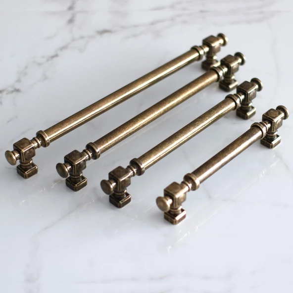 Talas Eskitme Antik Sarı Düz Metal 192 mm 19.2 cm Mobilya Mutfak Çekmece Dolap Kulpu Kulbu Kulpları - Resim 2