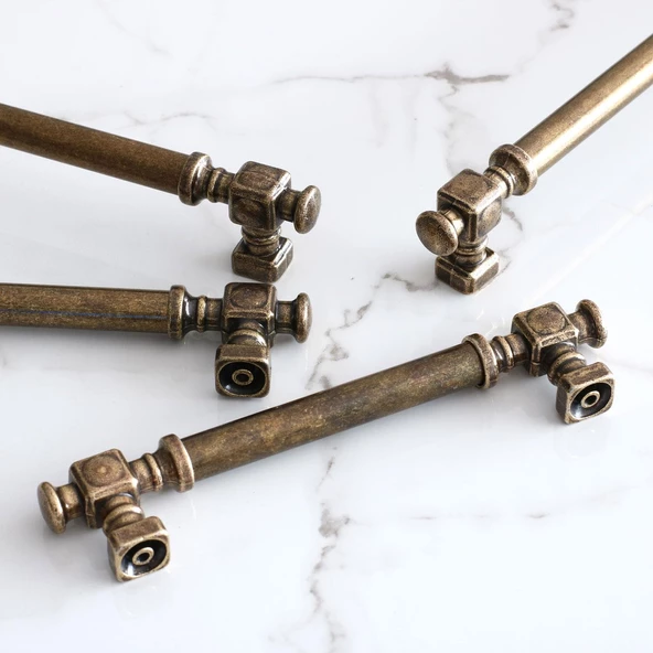 Talas Eskitme Antik Sarı Düz Metal 192 mm 19.2 cm Mobilya Mutfak Çekmece Dolap Kulpu Kulbu Kulpları - Resim 6