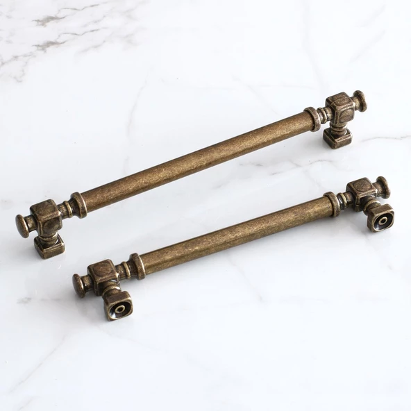 Talas Eskitme Antik Sarı Düz Metal 192 mm 19.2 cm Mobilya Mutfak Çekmece Dolap Kulpu Kulbu Kulpları - Resim 8