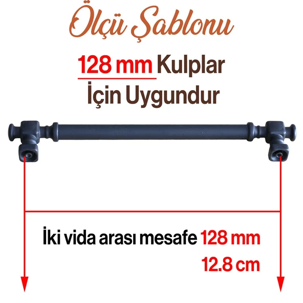 Talas Siyah Düz Metal Kulp 128 mm 12.8 cm Mutfak Çekmece Mobilya Dolap Dolabı Kapak Kulpları Kulb - 4