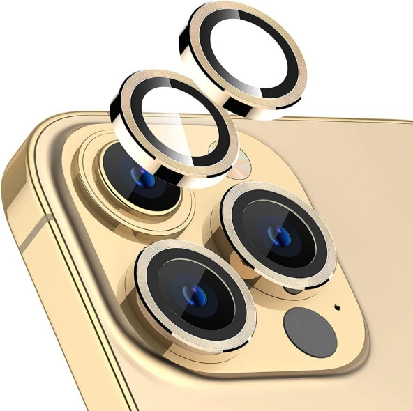 Apple iPhone 14 Pro Max Mercek Lens Kamera Koruyucu GOLD