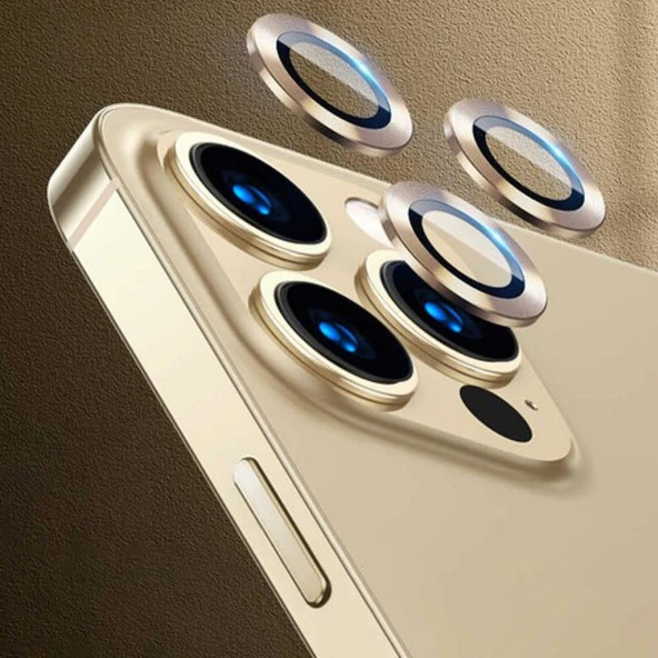 Apple iPhone 14 Pro Max Mercek Lens Kamera Koruyucu GOLD - 3
