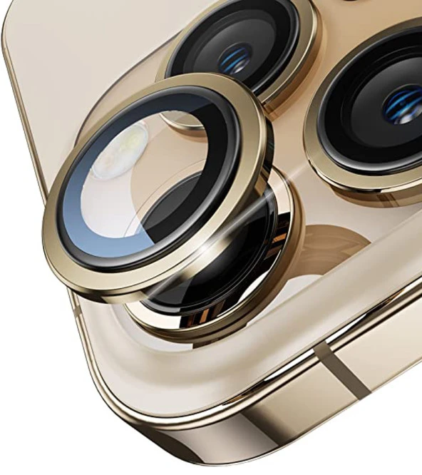 Apple iPhone 14 Pro Max Mercek Lens Kamera Koruyucu GOLD - 4