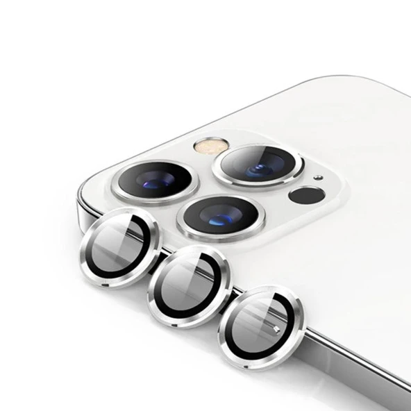iPhone 15 Pro / 15 Pro Max Mercek Lens Kamera Koruyucu SİLVER - 2