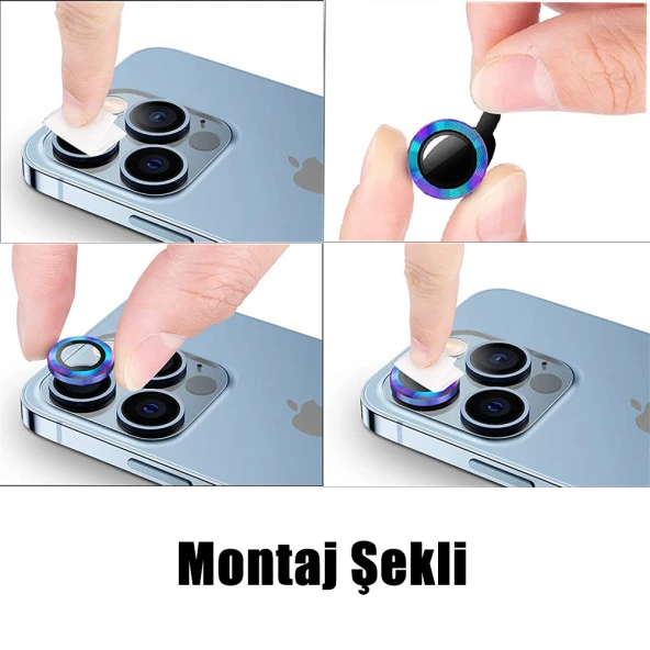 Apple iPhone 13 Pro Max Mercek Lens Kamera Koruyucu GRİ - 6