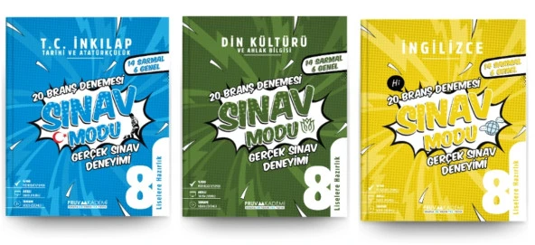 PRUVA AKADEMİ YAYINLARI 8. Sınıf iNKILAP + DİN + İNGİLİZCE Branş Denemeleri (3 Kitap)