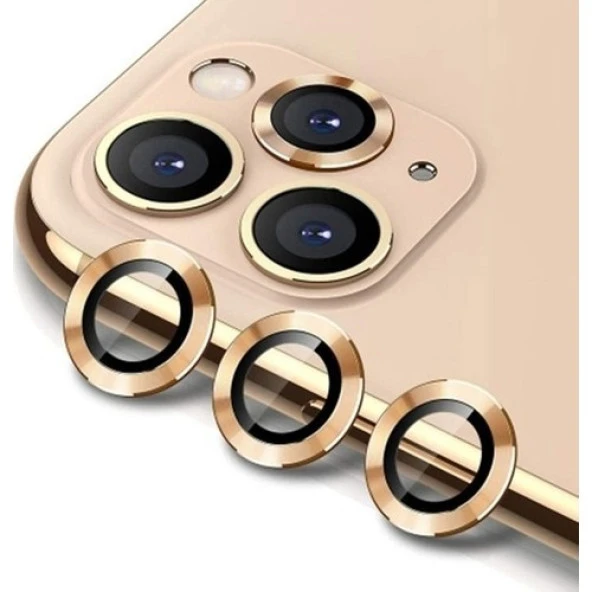 Apple iPhone 12 Pro Max Mercek Lens Kamera Koruyucu GOLD