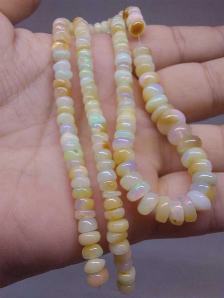 Etiyopya Opal Taşı Kolye Yansımalı Renkler 64 Karat Çelik Kapama (51260) - 5