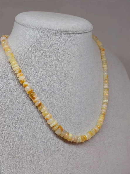 Etiyopya Opal Taşı Kolye Yansımalı Renkler 64 Karat Çelik Kapama (51260) - 2