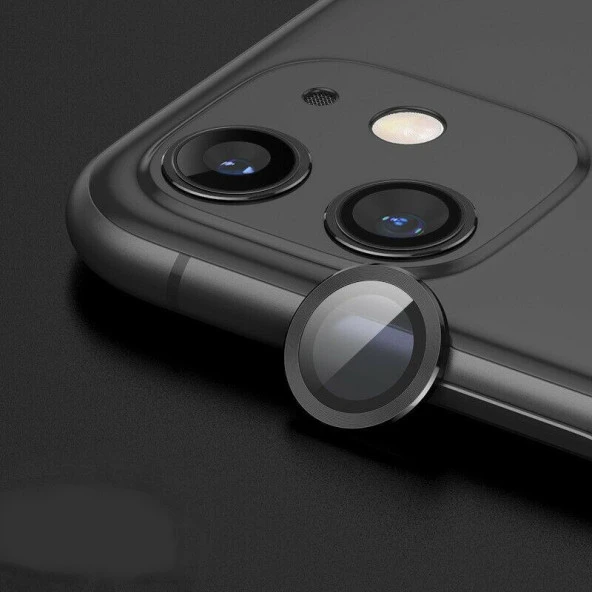 Apple iPhone 12 Mercek Lens Kamera Koruyucu SİYAH