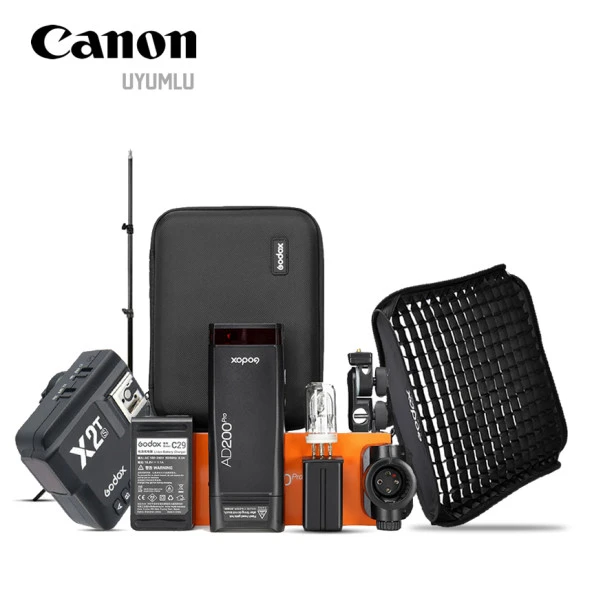 Godox AD200Pro Mobil Flaş (200W) Full Kit 5 Bundle (Canon Uyumlu)