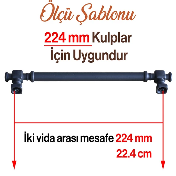 Talas Siyah Düz Metal Kulp 224 mm 22.4 cm Mobilya Mutfak Dolap Çekmece Dolabı Kapak Kulpları Kulb - 3