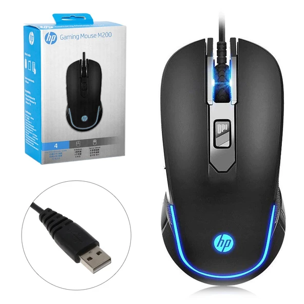 HP-M200 Kablolu Oyuncu Mouse 2400 Dpi Ledli