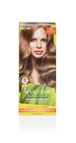 Nevacolor Natural Colors 8.1 Küllü Açık Sarı - Kalıcı Krem Saç Boyası Seti