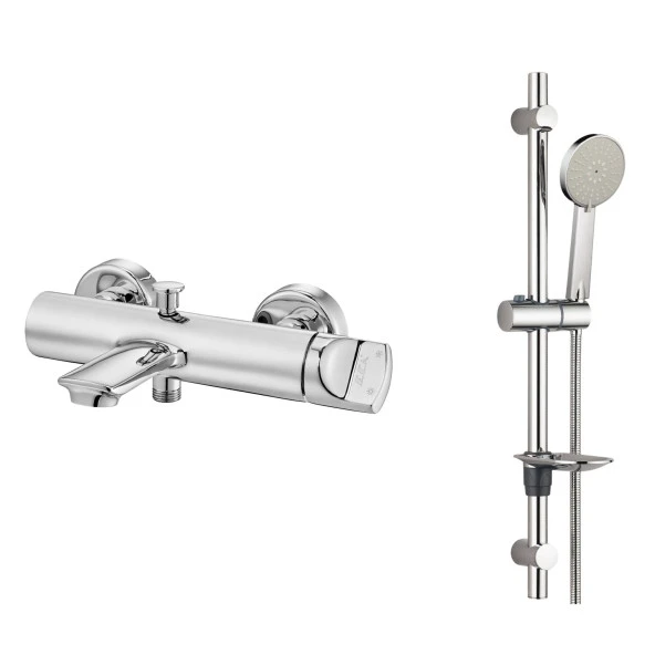 ECA Myra Banyo Bataryası + T-MAY Lidya Oval Borulu Hareketli Sürgülü Duş Seti Üst Takımı