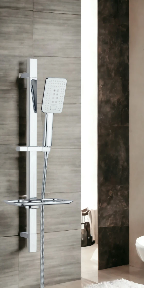 ECA Natura Banyo Bataryası  + T-MAY Çınar Kare Borulu Hareketli Sürgülü Duş Seti Üst Takımı - 5