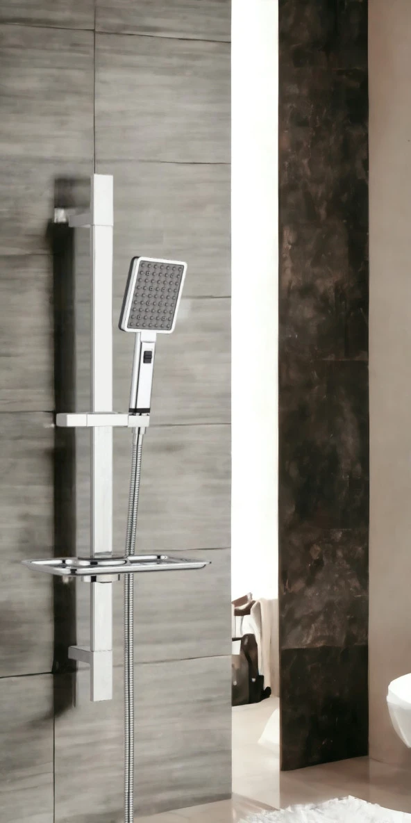 ECA Tiera Banyo Bataryası + T-MAY Sümbül Kare Borulu Hareketli Sürgülü Duş Seti Üst Takımı - 9