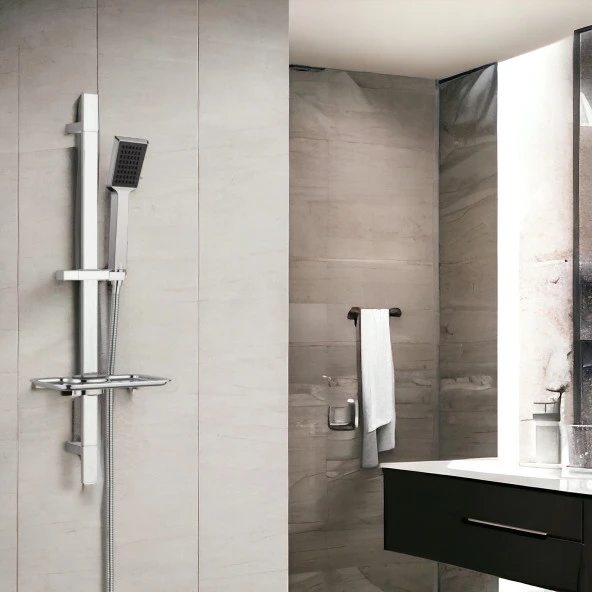 ECA Royal Banyo Bataryası + T-MAY Arya Kare Borulu Hareketli Sürgülü Duş Seti Üst Takımı - 8