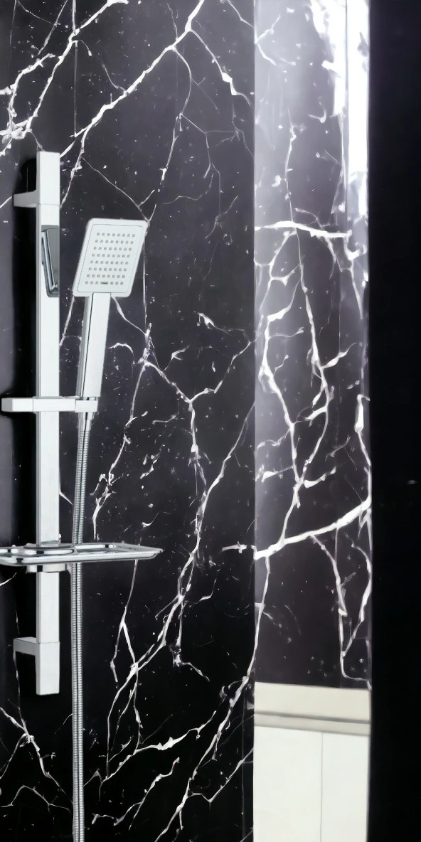 ECA Niobe Banyo Bataryası + T-MAY Çam Kare Borulu Hareketli Sürgülü Duş Seti Üst Takımı - 4