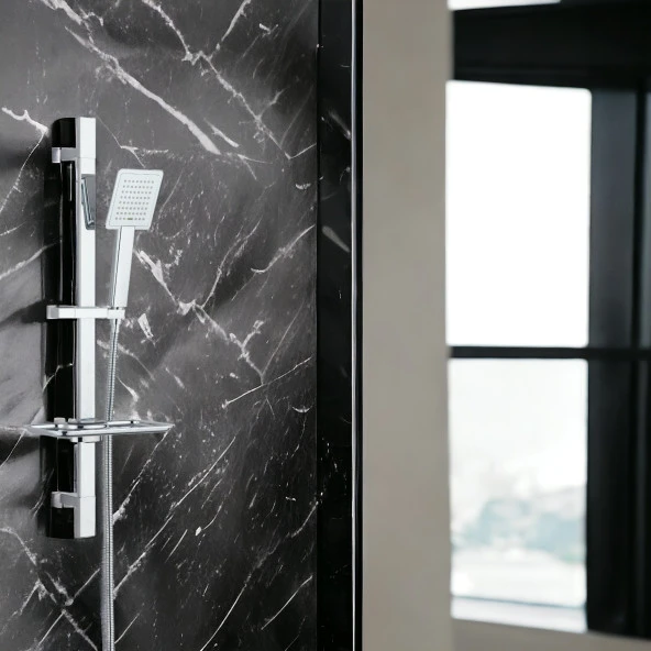 ECA Niobe Banyo Bataryası + T-MAY Çam Kare Borulu Hareketli Sürgülü Duş Seti Üst Takımı - 8