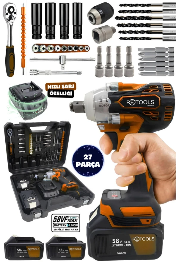 RETOOLS 400NM TORKLU 10 PİLLİ CIRCIRLI SET