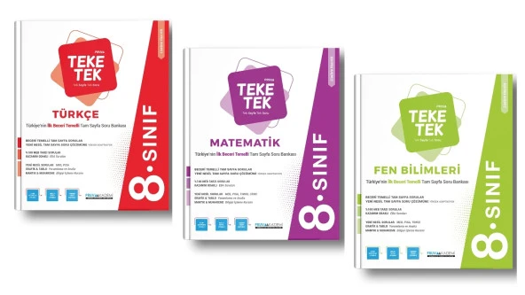 PRUVA AKADEMİ YAYINLARI 8.SINIF TÜRKÇE + MATEMATİK + FEN BİLİMLER TEKE TEK