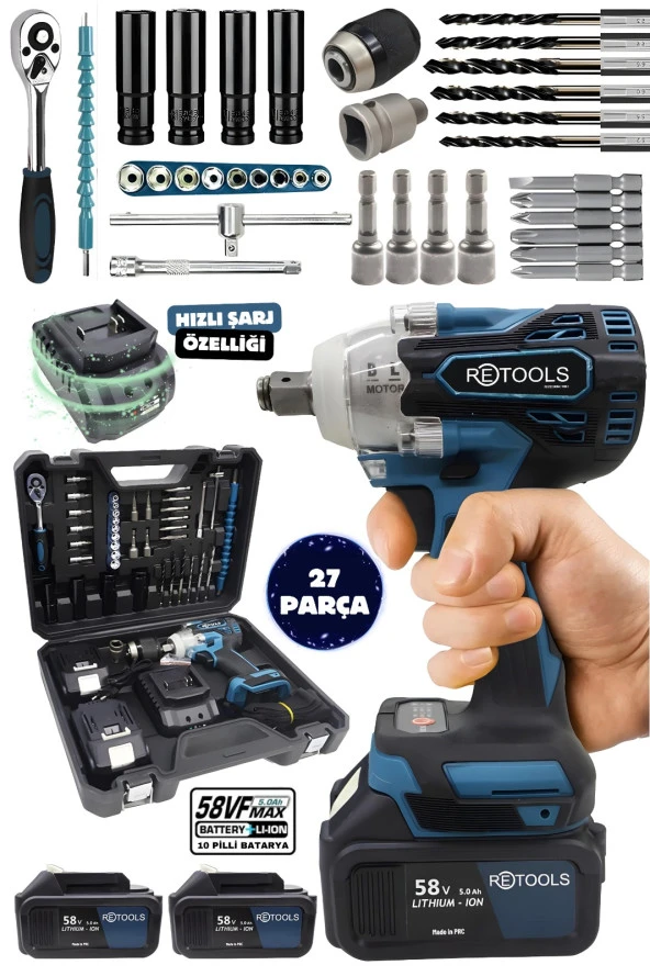 RETOOLS 400NM TORKLU 10 PİLLİ CIRCIRLI SET