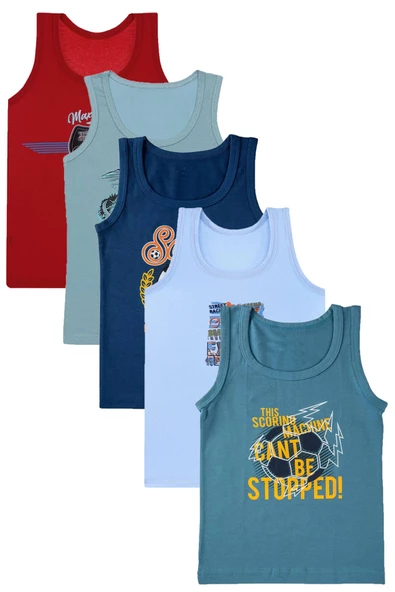 6lı Erkek Çocuk Pamuklu Atlet Likralı Esnek Renkli 3109 - 3