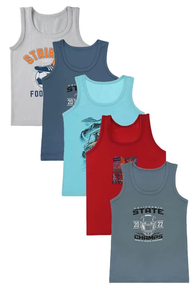 6lı Erkek Çocuk Pamuklu Atlet Likralı Esnek Renkli 3109 - 4