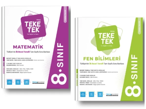 PRUVA AKADEMİ YAYINLARI 8.SINIF MATEMATİK + FEN BİLİMLER TEKE TEK