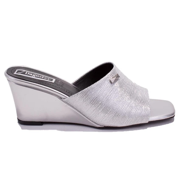 Dagoster DZA07-108524344CN Gümüş Dolgu Taban Topuklu Kadın Terlik - 2