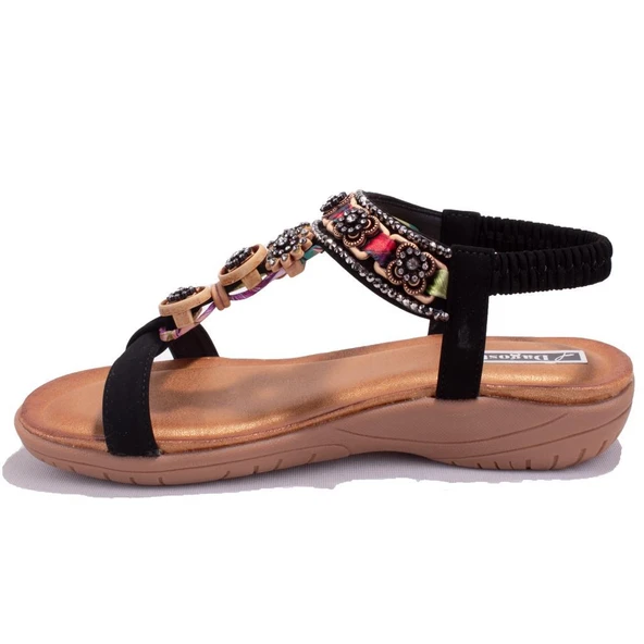 Dagoster DZA07-7416789CN Siyah Günlük Ortopedik Kadın sandalet - 3