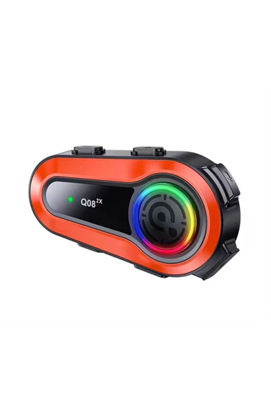 Q08-2X RGB Işıklı Intercom 2 Kişi Bağlantılı 1000mAh Motosiklet Bluetooth Kulaklık Seti