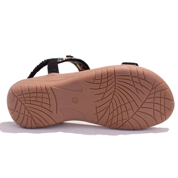 Dagoster DZA07-7416789CN Siyah Günlük Ortopedik Kadın sandalet - 4