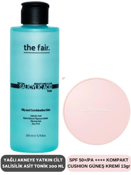 the fair. Yağlı Akneye Yatkın Cilt Salisilik Asit Tonik 200 ml ve SPF 50+/PA Kompakt Güneş Kremi 13 gr