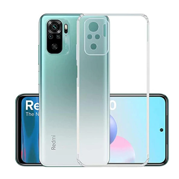 Xiaomi Redmi Note 10 Kılıf Şeffaf Silikon Kamera 3D Tıpalı