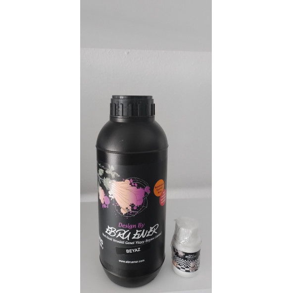 Ebru Ener Anka Vernikli Genel Yüzey Boyası Beyaz 1000 gr. ve Katkı Maddesi 30 gr.