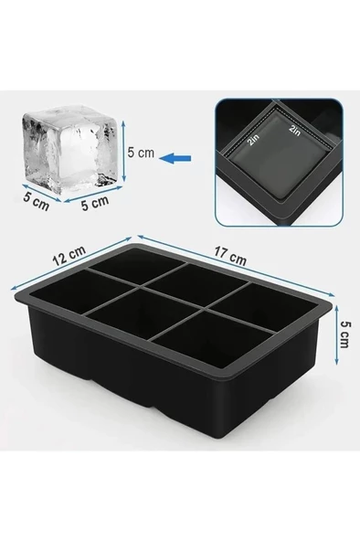Mithra Life 6 lı Büyük Boy Kare Silikon Buz Kalıbı MIT1073 - 3