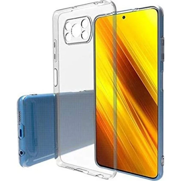 Poco X3 NFC Kılıf Şeffaf Silikon Kamera Korumalı 3D Tıpalı