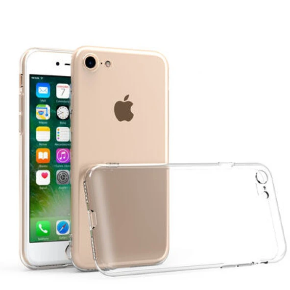 iPhone 7 8 Kılıf Şeffaf Silikon Kamera Korumalı 3D Tıpalı