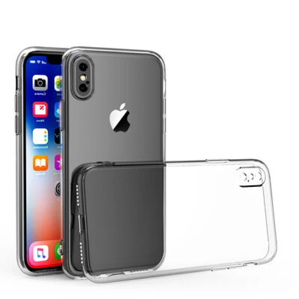 iPhone X XS Kılıf Şeffaf Silikon Kamera Korumalı 3D Tıpalı